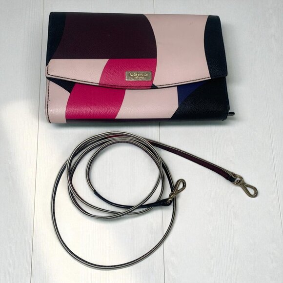 Kate Spade Laurel Way Winni Crossbody Wallet Pink/Blue/Purple Leather WLRU3171 - Picture 3 of 11